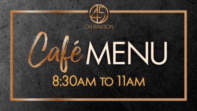 Cafe menu from 8:30am